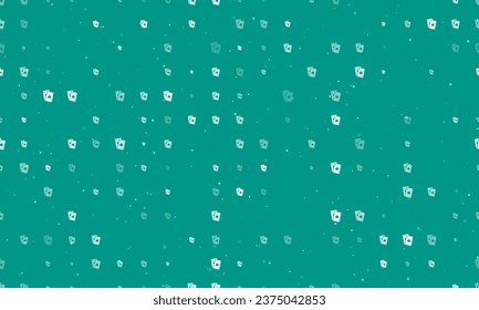 Seamless background pattern of evenly spaced white two aces symbols of different sizes and opacity. Vector illustration on teal background with stars