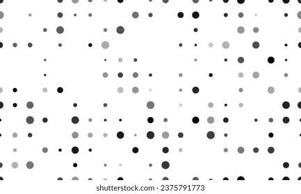 Seamless background pattern of evenly spaced black decagon symbols of different sizes and opacity. Vector illustration on white background