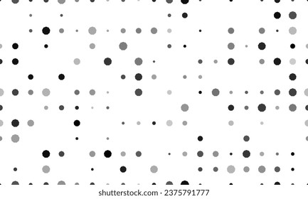 Seamless background pattern of evenly spaced black nonagon symbols of different sizes and opacity. Vector illustration on white background