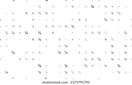 Seamless background pattern of evenly spaced black quarter fraction symbols of different sizes and opacity. Vector illustration on white background