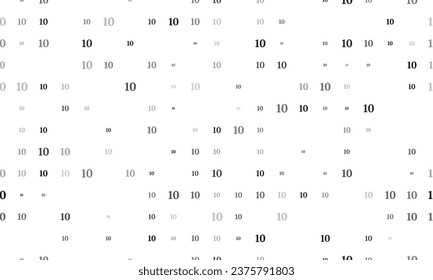 Patrón de fondo sin foco de un número de símbolos 10 negros pares y espaciados de diferentes tamaños y opacidad. Ilustración del vector sobre fondo blanco