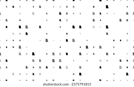 Seamless background pattern of evenly spaced black trapezium symbols of different sizes and opacity. Vector illustration on white background