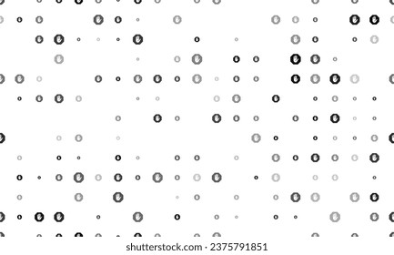 Seamless background pattern of evenly spaced black stop hand symbols of different sizes and opacity. Vector illustration on white background