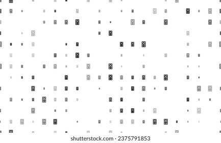 Seamless background pattern of evenly spaced black seven of diamonds playing cards of different sizes and opacity. Vector illustration on white background