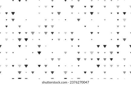 Seamless background pattern of evenly spaced black buffalo head symbols of different sizes and opacity. Vector illustration on white background