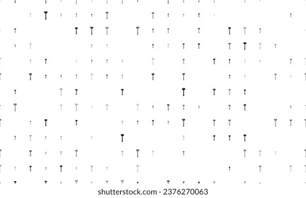 Seamless background pattern of evenly spaced black mallet symbols of different sizes and opacity. Vector illustration on white background