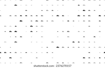 Seamless background pattern of evenly spaced black vintage car symbols of different sizes and opacity. Vector illustration on white background