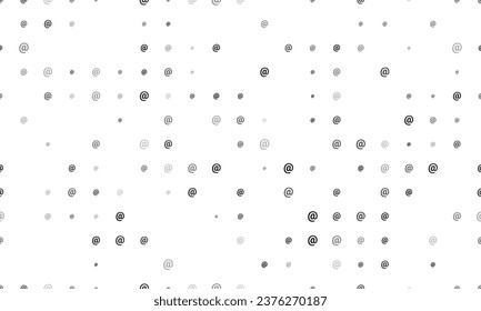 Seamless background pattern of evenly spaced black at symbols of different sizes and opacity. Vector illustration on white background