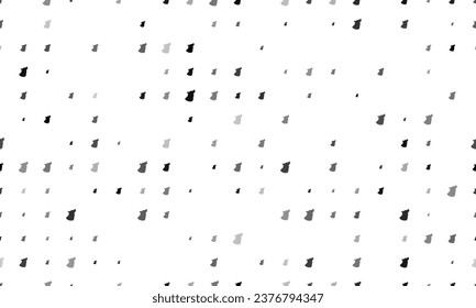 Seamless background pattern of evenly spaced black wolf head symbols of different sizes and opacity. Vector illustration on white background