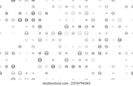 Seamless background pattern of evenly spaced black no overtaking signs of different sizes and opacity. Vector illustration on white background
