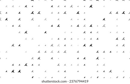 Seamless background pattern of evenly spaced black wizard hat symbols of different sizes and opacity. Vector illustration on white background