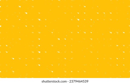 Seamless background pattern of evenly spaced white garden wheelbarrow symbols of different sizes and opacity. Vector illustration on amber background with stars