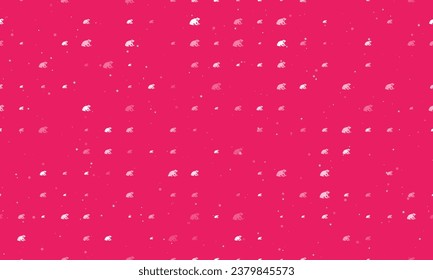 Seamless background pattern of evenly spaced white funny frogs of different sizes and opacity. Vector illustration on pink background with stars