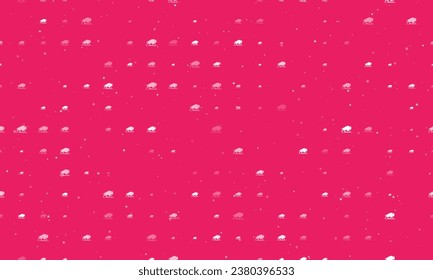Seamless background pattern of evenly spaced white wild buffalos of different sizes and opacity. Vector illustration on pink background with stars