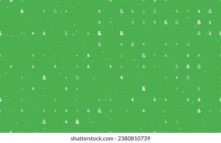 Patrón de fondo sin brillo de ampersores blancos pares y espaciados de diferentes tamaños y opacidad. Ilustración vectorial sobre fondo verde con estrellas