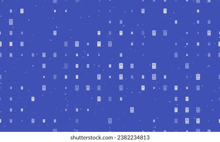Seamless background pattern of evenly spaced white seven of diamonds playing cards of different sizes and opacity. Vector illustration on indigo background with stars