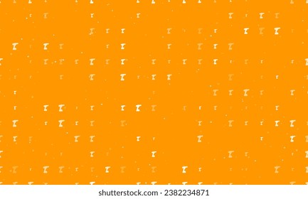 Seamless background pattern of evenly spaced white electric screwdriver symbols of different sizes and opacity. Vector illustration on orange background with stars