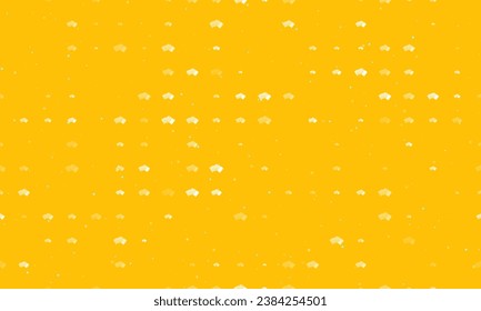 Seamless background pattern of evenly spaced white playing cards symbols of different sizes and opacity. Vector illustration on amber background with stars