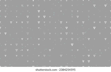 Seamless background pattern of evenly spaced white give way signs of different sizes and opacity. Vector illustration on gray background with stars