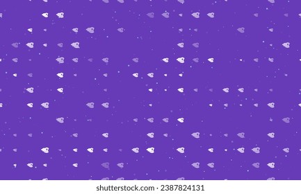 Seamless background pattern of evenly spaced white police cap symbols of different sizes and opacity. Vector illustration on deep purple background with stars