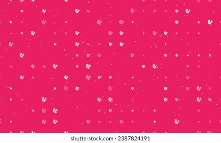 Seamless background pattern of evenly spaced white squirrel symbols of different sizes and opacity. Vector illustration on pink background with stars