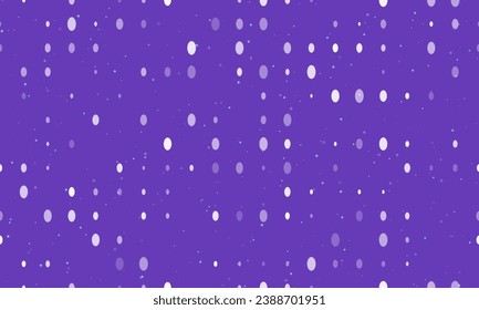 Seamless background pattern of evenly spaced white ellipse symbols of different sizes and opacity. Vector illustration on deep purple background with stars