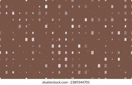 Seamless background pattern of evenly spaced white Three of diamonds playing cards of different sizes and opacity. Vector illustration on brown background with stars