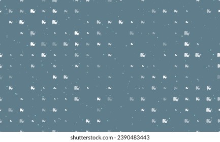 Seamless background pattern of evenly spaced white rhinoceros head symbols of different sizes and opacity. Vector illustration on blue gray background with stars