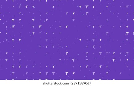 Seamless background pattern of evenly spaced white electric screwdriver symbols of different sizes and opacity. Vector illustration on deep purple background with stars
