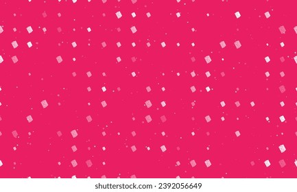Seamless background pattern of evenly spaced white magic book symbols of different sizes and opacity. Vector illustration on pink background with stars