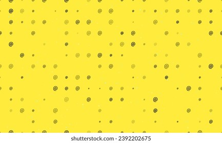 Seamless background pattern of evenly spaced black at symbols of different sizes and opacity. Vector illustration on yellow background with stars