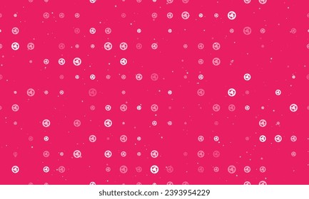 Seamless background pattern of evenly spaced white roundabout signs of different sizes and opacity. Vector illustration on pink background with stars