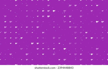 Seamless background pattern of evenly spaced white hare runs symbols of different sizes and opacity. Vector illustration on purple background with stars