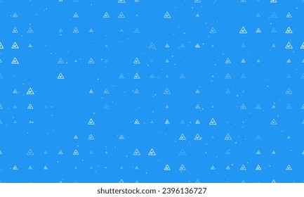 Seamless background pattern of evenly spaced white pets road signs of different sizes and opacity. Vector illustration on blue background with stars