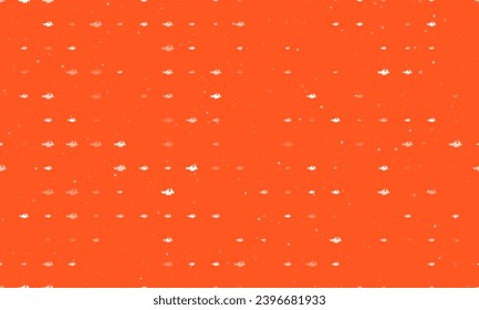 Seamless background pattern of evenly spaced white vise symbols of different sizes and opacity. Vector illustration on deep orange background with stars