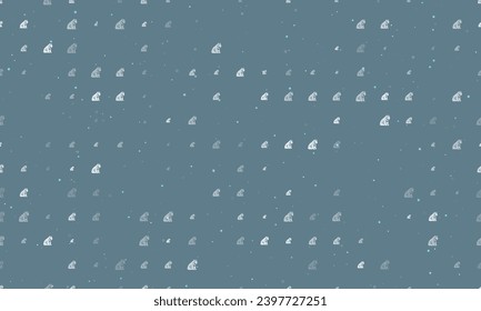 Seamless background pattern of evenly spaced white sitting tiger symbols of different sizes and opacity. Vector illustration on blue gray background with stars