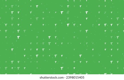 Seamless background pattern of evenly spaced white electric screwdriver symbols of different sizes and opacity. Vector illustration on green background with stars