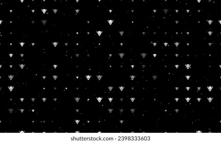 Seamless background pattern of evenly spaced white buffalo logos of different sizes and opacity. Vector illustration on black background with stars