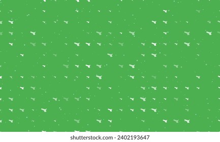 Seamless background pattern of evenly spaced white angle grinder symbols of different sizes and opacity. Vector illustration on green background with stars