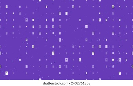 Seamless background pattern of evenly spaced white seven of hearts playing cards of different sizes and opacity. Vector illustration on deep purple background with stars