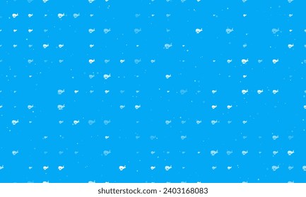 Seamless background pattern of evenly spaced white hare runs symbols of different sizes and opacity. Vector illustration on light blue background with stars