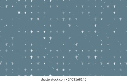 Seamless background pattern of evenly spaced white giraffe head symbols of different sizes and opacity. Vector illustration on blue gray background with stars
