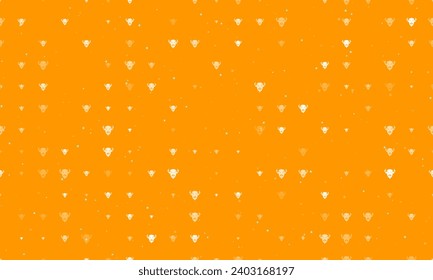 Seamless background pattern of evenly spaced white buffalo logos of different sizes and opacity. Vector illustration on orange background with stars