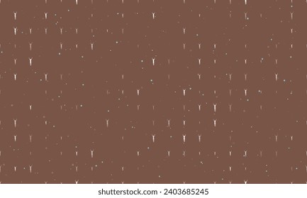 Seamless background pattern of evenly spaced white woman stretches symbols of different sizes and opacity. Vector illustration on brown background with stars