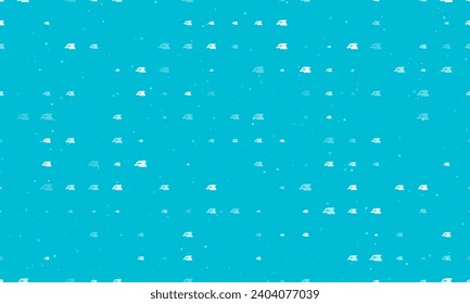 Seamless background pattern of evenly spaced white sanding machine symbols of different sizes and opacity. Vector illustration on cyan background with stars