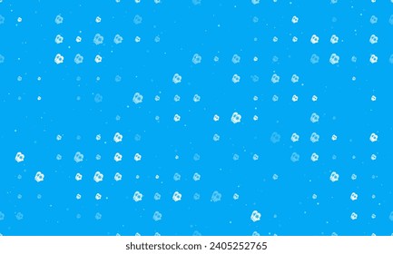 Seamless background pattern of evenly spaced white mittens symbols of different sizes and opacity. Vector illustration on light blue background with stars