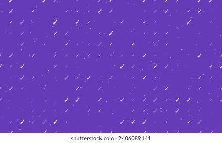 Seamless background pattern of evenly spaced white up arrows of different sizes and opacity. Vector illustration on deep purple background with stars