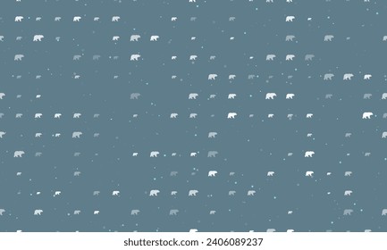 Seamless background pattern of evenly spaced white bear symbols of different sizes and opacity. Vector illustration on blue gray background with stars