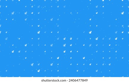 Seamless background pattern of evenly spaced white raccoon symbols of different sizes and opacity. Vector illustration on blue background with stars