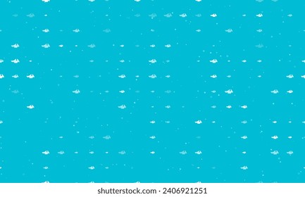 Seamless background pattern of evenly spaced white vise symbols of different sizes and opacity. Vector illustration on cyan background with stars